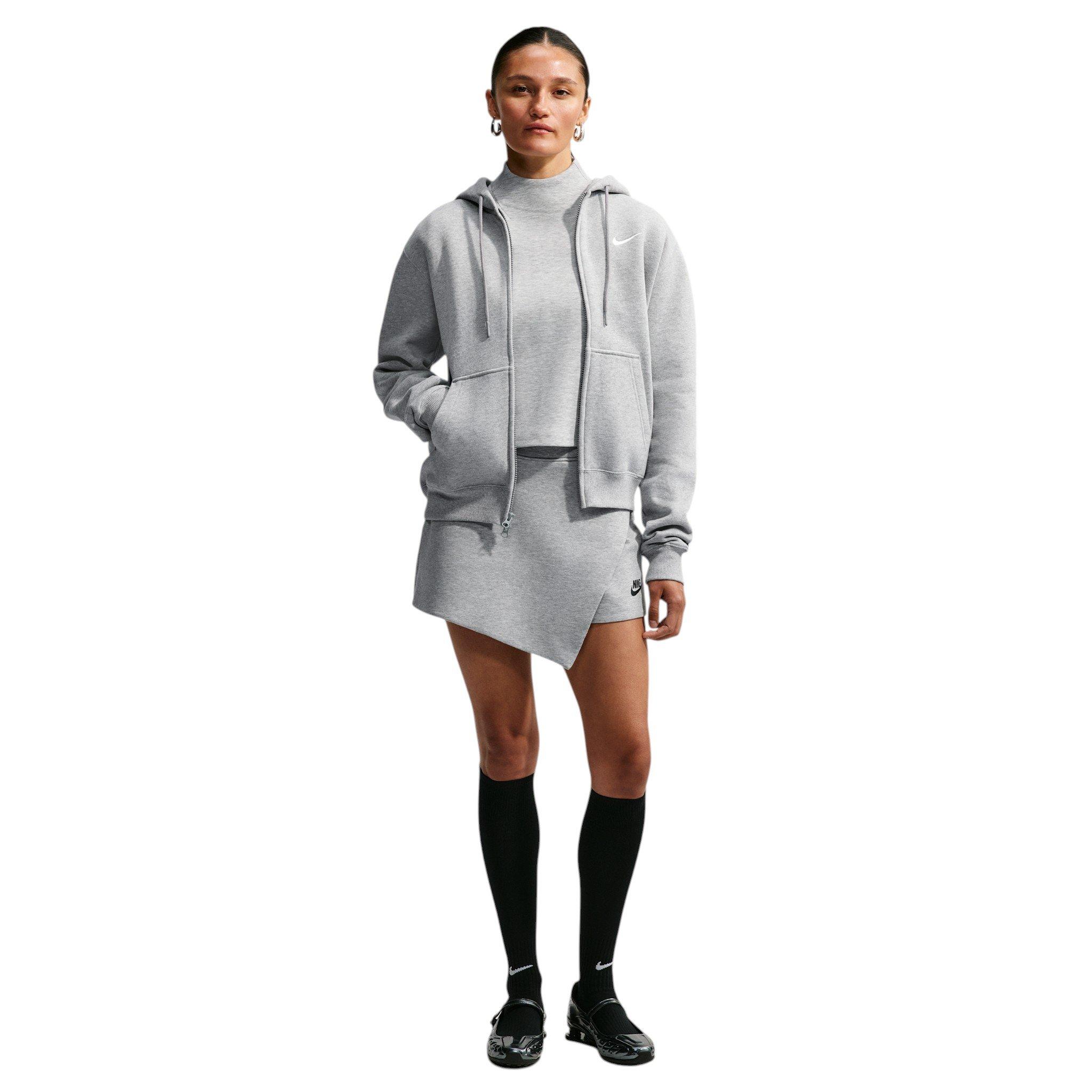 Nike Women's Studio Fleece Medium Weight Full-Zip Hooded Jacket - Grey - grey